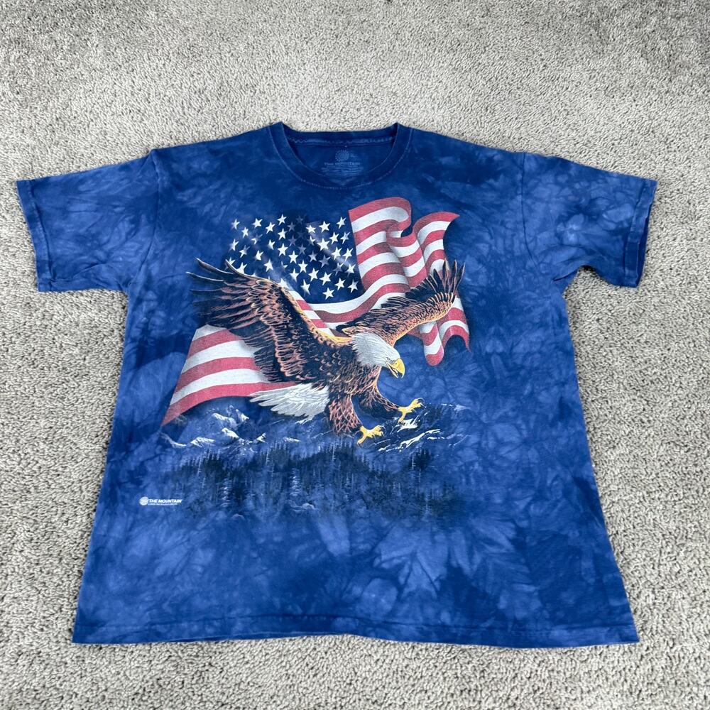 The Mountain Shirt Mens Extra Large Blue Bald Eagle Flag USA Mountain Casual